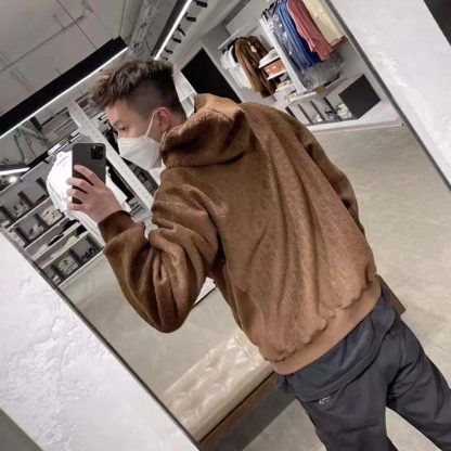 Dior Men Oblique Relaxed-Fit Hooded Sweatshirt Brown Terry Cotton Jacquard - 图片 10