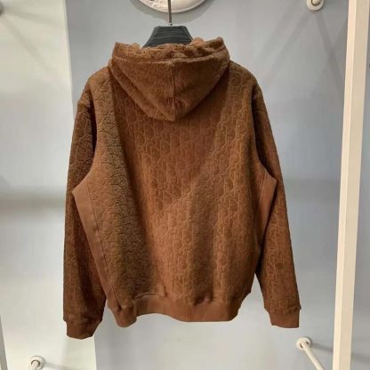 Dior Men Oblique Relaxed-Fit Hooded Sweatshirt Brown Terry Cotton Jacquard - 图片 3
