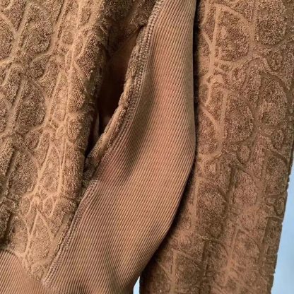 Dior Men Oblique Relaxed-Fit Hooded Sweatshirt Brown Terry Cotton Jacquard - 图片 8