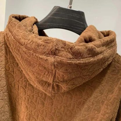 Dior Men Oblique Relaxed-Fit Hooded Sweatshirt Brown Terry Cotton Jacquard - 图片 5