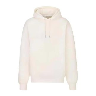 Dior Men Oblique Relaxed-Fit Hooded Sweatshirt Off-White Terry Cotton Jacquard