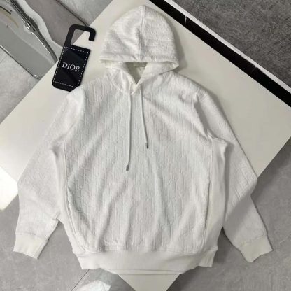Dior Men Oblique Relaxed-Fit Hooded Sweatshirt Off-White Terry Cotton Jacquard - 图片 6