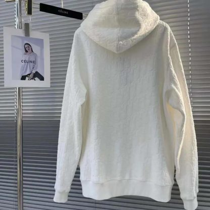 Dior Men Oblique Relaxed-Fit Hooded Sweatshirt Off-White Terry Cotton Jacquard - 图片 5