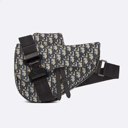 Dior Men Saddle Bag Beige and Black Dior Oblique Jacquard 1ADPO093YKY