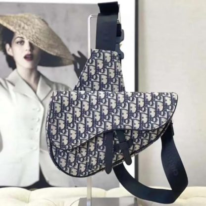 Dior Men Saddle Bag Beige and Black Dior Oblique Jacquard 1ADPO093YKY - 图片 2