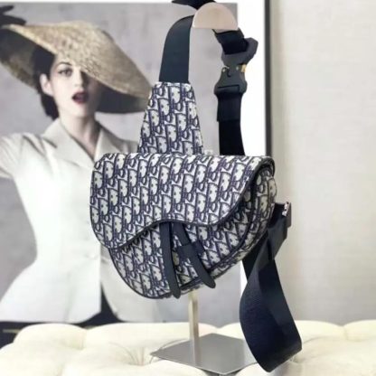Dior Men Saddle Bag Beige and Black Dior Oblique Jacquard 1ADPO093YKY - 图片 3