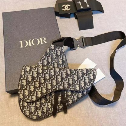 Dior Men Saddle Bag Beige and Black Dior Oblique Jacquard 1ADPO093YKY - 图片 6
