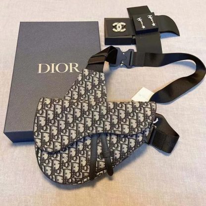 Dior Men Saddle Bag Beige and Black Dior Oblique Jacquard 1ADPO093YKY - 图片 4