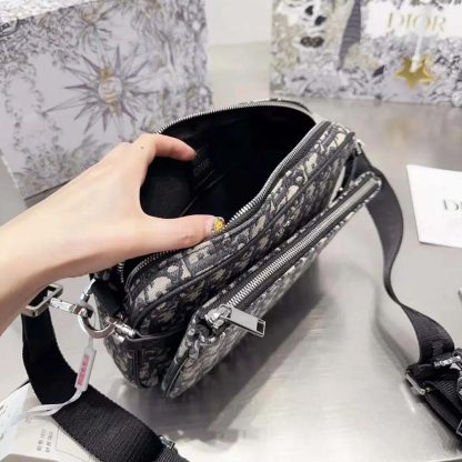 Dior Men Saddle Triple Pouch Beige and Black Dior Oblique Jacquard - 图片 7