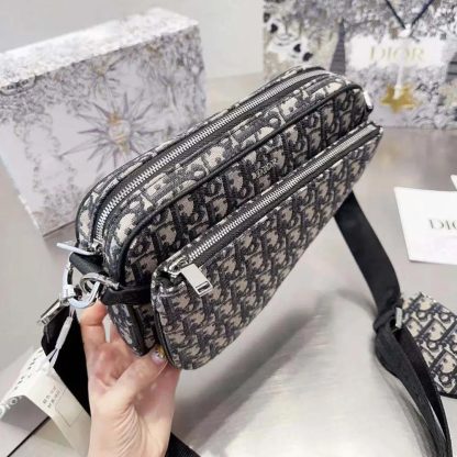 Dior Men Saddle Triple Pouch Beige and Black Dior Oblique Jacquard - 图片 9