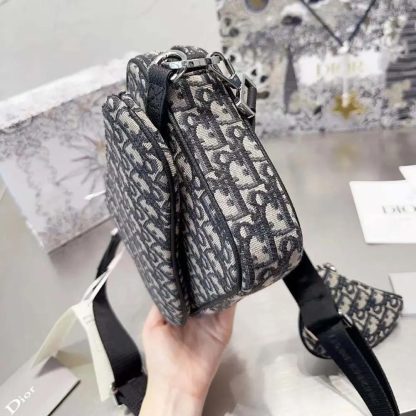 Dior Men Saddle Triple Pouch Beige and Black Dior Oblique Jacquard - 图片 8