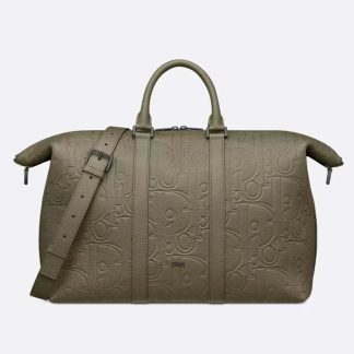 Dior Men Weekender 40 Khaki Dior Gravity Leather and Khaki Grained Calfskin