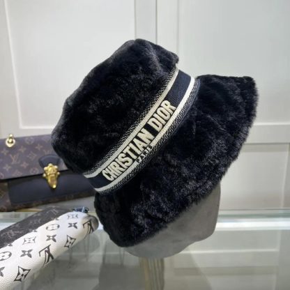 Dior Unisex D-Bobby Cannage Small Brim Bucket Hat Black Shearling - 图片 4