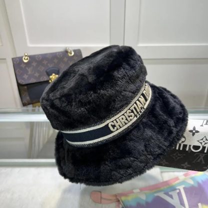 Dior Unisex D-Bobby Cannage Small Brim Bucket Hat Black Shearling - 图片 2