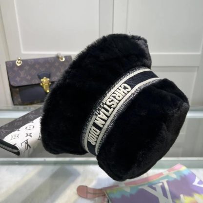 Dior Unisex D-Bobby Cannage Small Brim Bucket Hat Black Shearling - 图片 7