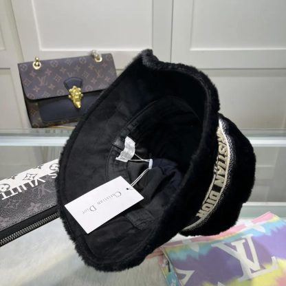 Dior Unisex D-Bobby Cannage Small Brim Bucket Hat Black Shearling - 图片 8
