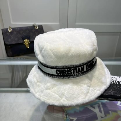 Dior Unisex D-Bobby Cannage Small Brim Bucket Hat Ecru Shearling - 图片 7