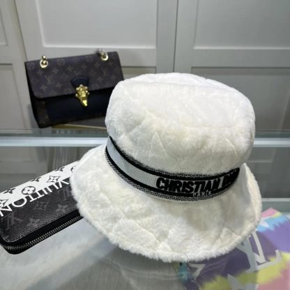 Dior Unisex D-Bobby Cannage Small Brim Bucket Hat Ecru Shearling - 图片 4