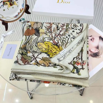 Dior Unisex Dior 4 Saisons Automne Soleil 90 Square Scarf Ecru Multicolor Silk Twill - 图片 7