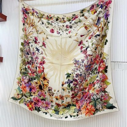 Dior Unisex Dior 4 Saisons Été Soleil 90 Square Scarf Ecru Multicolor Silk Twill - 图片 2