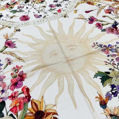 Dior Unisex Dior 4 Saisons Été Soleil 90 Square Scarf Ecru Multicolor Silk Twill - 图片 7