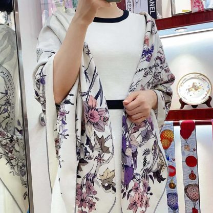 Dior Unisex Dior 4 Saisons Hiver Soleil 90 Square Scarf Ecru Multicolor Silk Twill - 图片 8