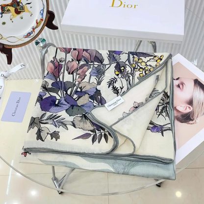 Dior Unisex Dior 4 Saisons Hiver Soleil 90 Square Scarf Ecru Multicolor Silk Twill - 图片 5