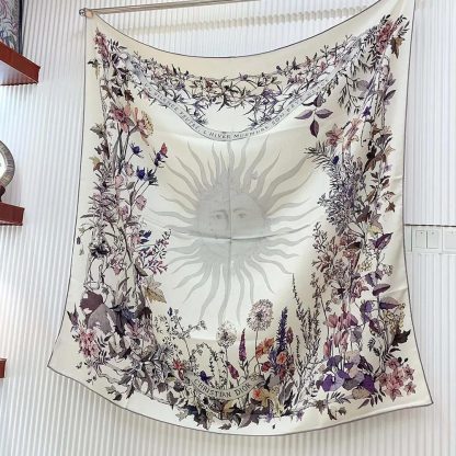 Dior Unisex Dior 4 Saisons Hiver Soleil 90 Square Scarf Ecru Multicolor Silk Twill - 图片 4