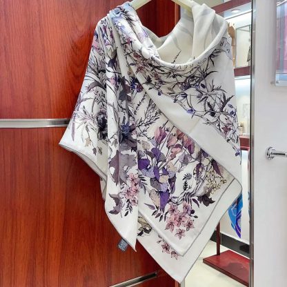 Dior Unisex Dior 4 Saisons Hiver Soleil 90 Square Scarf Ecru Multicolor Silk Twill - 图片 3