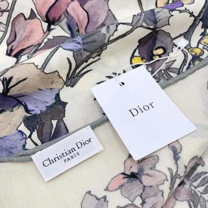 Dior Unisex Dior 4 Saisons Hiver Soleil 90 Square Scarf Ecru Multicolor Silk Twill - 图片 6