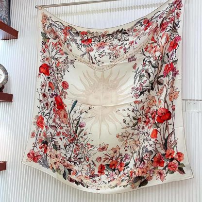 Dior Unisex Dior 4 Saisons Printemps Soleil 90 Square Scarf Ecru Multicolor Silk Twill - 图片 4