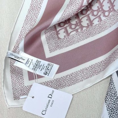Dior Unisex Oblique Diortwin 90 Square Scarf Rose Des Vents and Gray Silk Twill - 图片 6