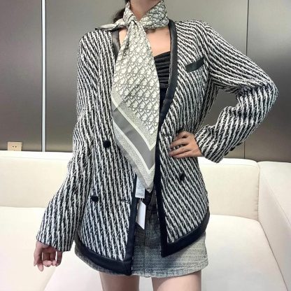Dior Unisex Dior Oblique Diortwin 90 Square Scarf Gray and Navy Blue Silk Twill - 图片 8