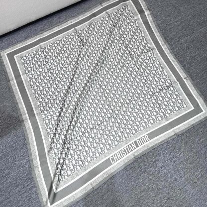 Dior Unisex Dior Oblique Diortwin 90 Square Scarf Gray and Navy Blue Silk Twill - 图片 3