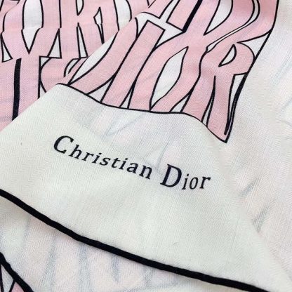Dior Unisex Miss Dior Allover 90 Square Scarf White and Pale Pink Silk Twill - 图片 8