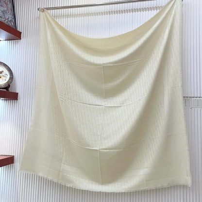 Dior Unisex Oblique Shawl White Wool Silk and Cashmere - 图片 4