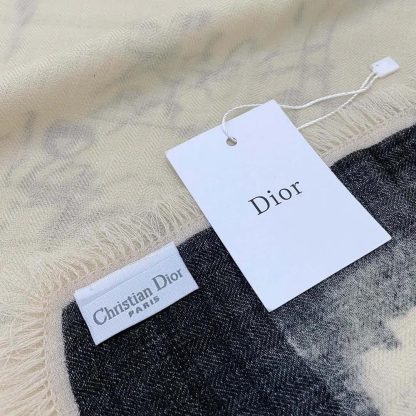 Dior Unisex Paris 90 Square Scarf Ecru and Black Silk Twill - 图片 7