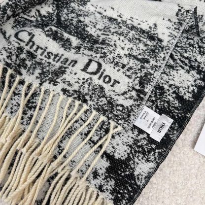 Dior Unisex Toile de Jouy Sauvage Scarf Navy Blue Cashmere and Wool - 图片 8