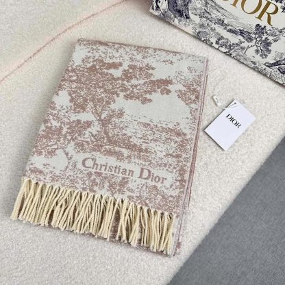 Dior Unisex Toile de Jouy Sauvage Scarf Rose Des Vents Cashmere and Wool - 图片 3