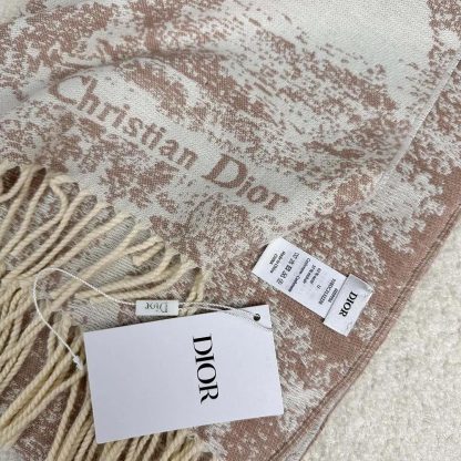 Dior Unisex Toile de Jouy Sauvage Scarf Rose Des Vents Cashmere and Wool - 图片 8