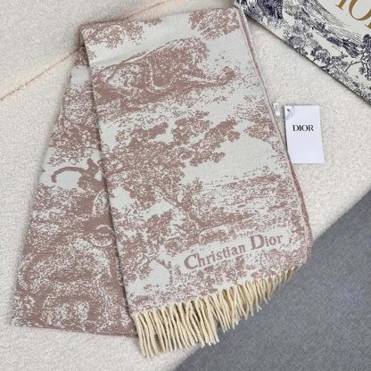 Dior Unisex Toile de Jouy Sauvage Scarf Rose Des Vents Cashmere and Wool - 图片 4