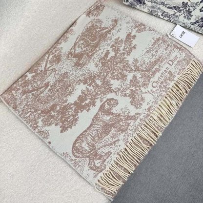 Dior Unisex Toile de Jouy Sauvage Scarf Rose Des Vents Cashmere and Wool - 图片 6