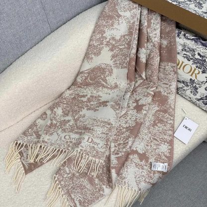 Dior Unisex Toile de Jouy Sauvage Scarf Rose Des Vents Cashmere and Wool - 图片 5