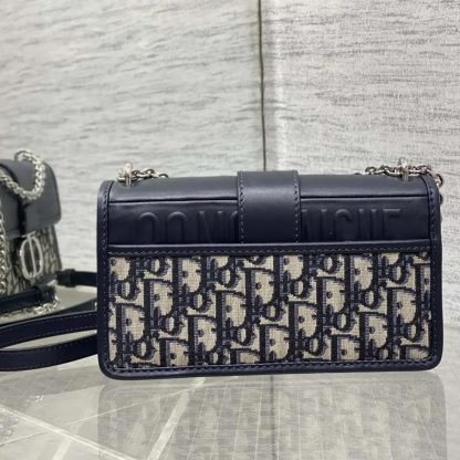 Dior Women 30 Montaigne East-West Bag with Chain Blue Dior Oblique Jacquard and Smooth Calfskin - 图片 2