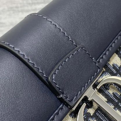 Dior Women 30 Montaigne East-West Bag with Chain Blue Dior Oblique Jacquard and Smooth Calfskin - 图片 8