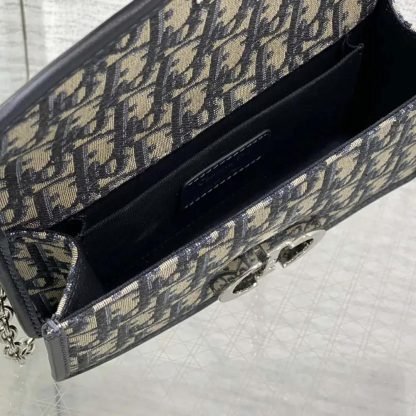 Dior Women 30 Montaigne East-West Bag with Chain Blue Dior Oblique Jacquard and Smooth Calfskin - 图片 9