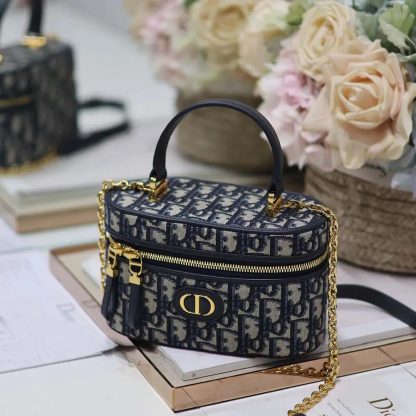 Dior Women 30 Montaigne Mini Vanity Case Blue Dior Oblique Jacquard - 图片 3