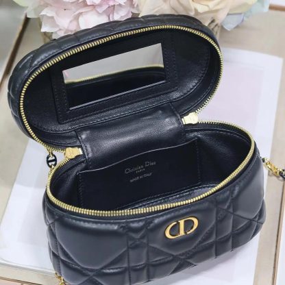 Dior Women Caro Mini Vanity Case Black Macrocannage Lambskin - 图片 7