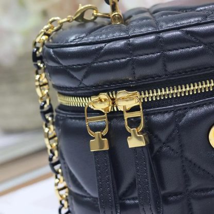 Dior Women Caro Mini Vanity Case Black Macrocannage Lambskin - 图片 9