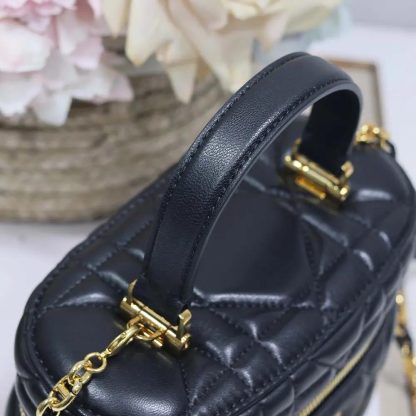 Dior Women Caro Mini Vanity Case Black Macrocannage Lambskin - 图片 8